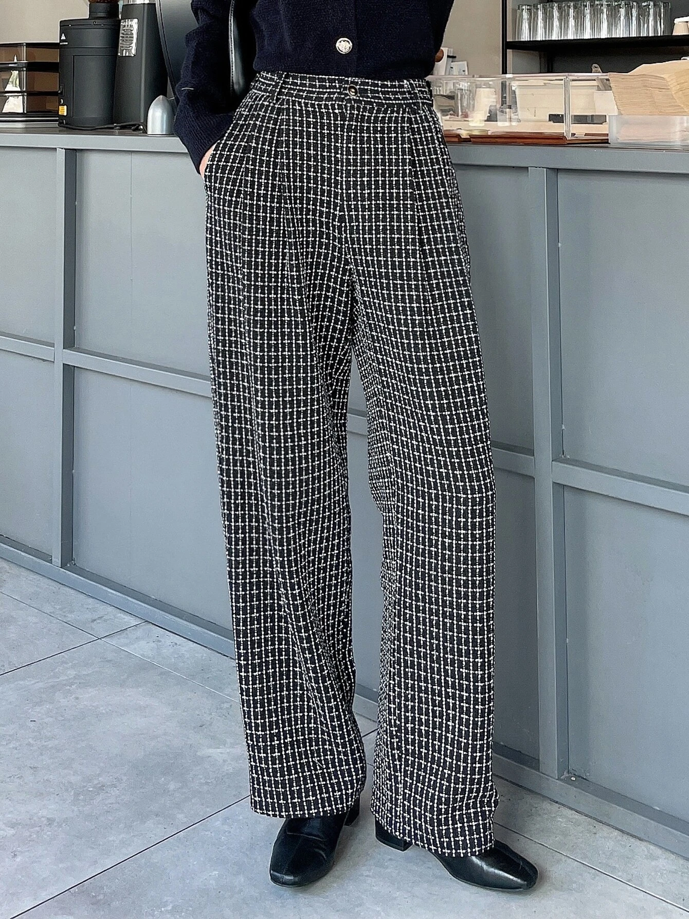 DAZY plaid print wide-leg pants