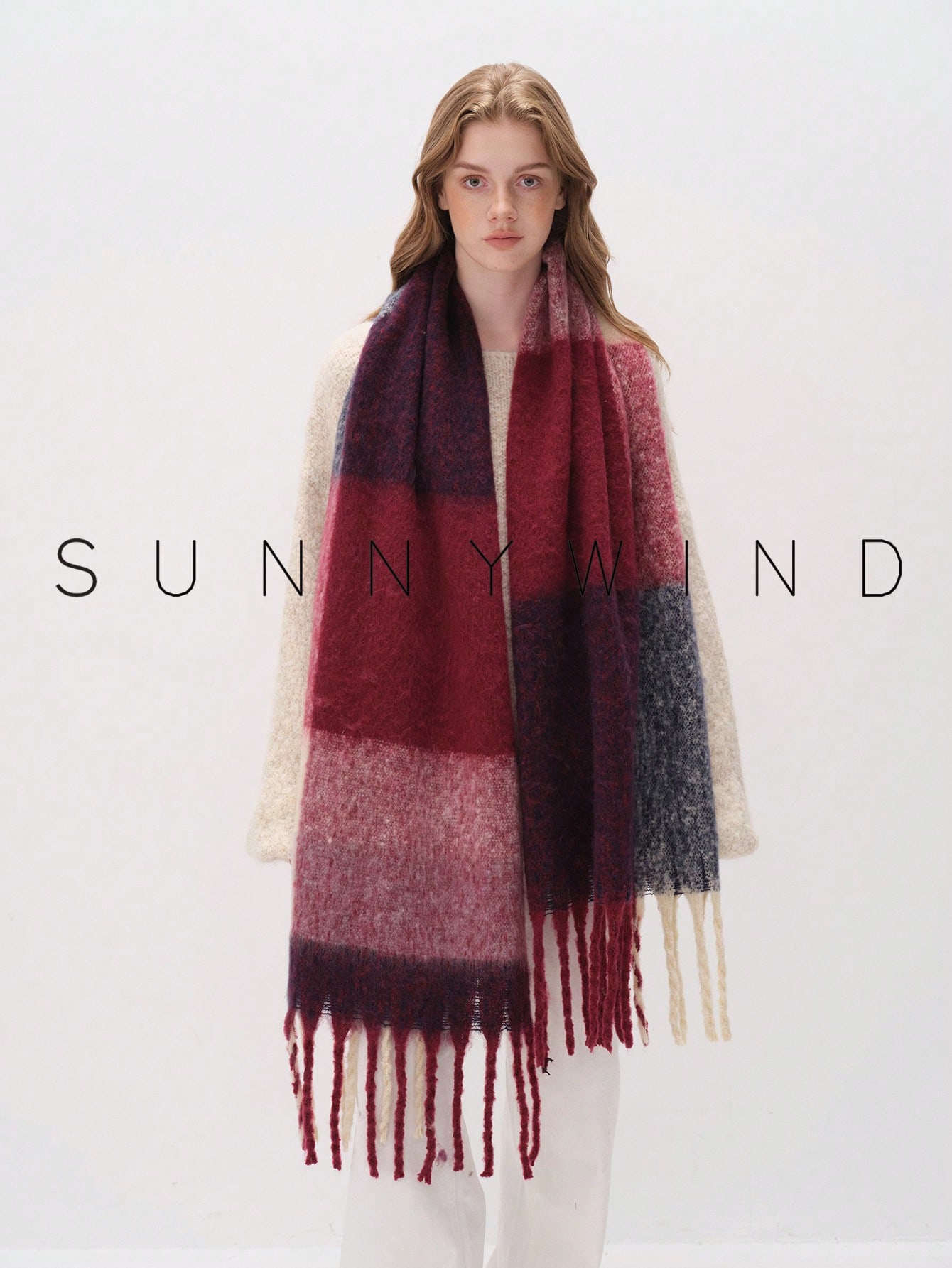 Women's plaid thick warm scarf for autumn and winter