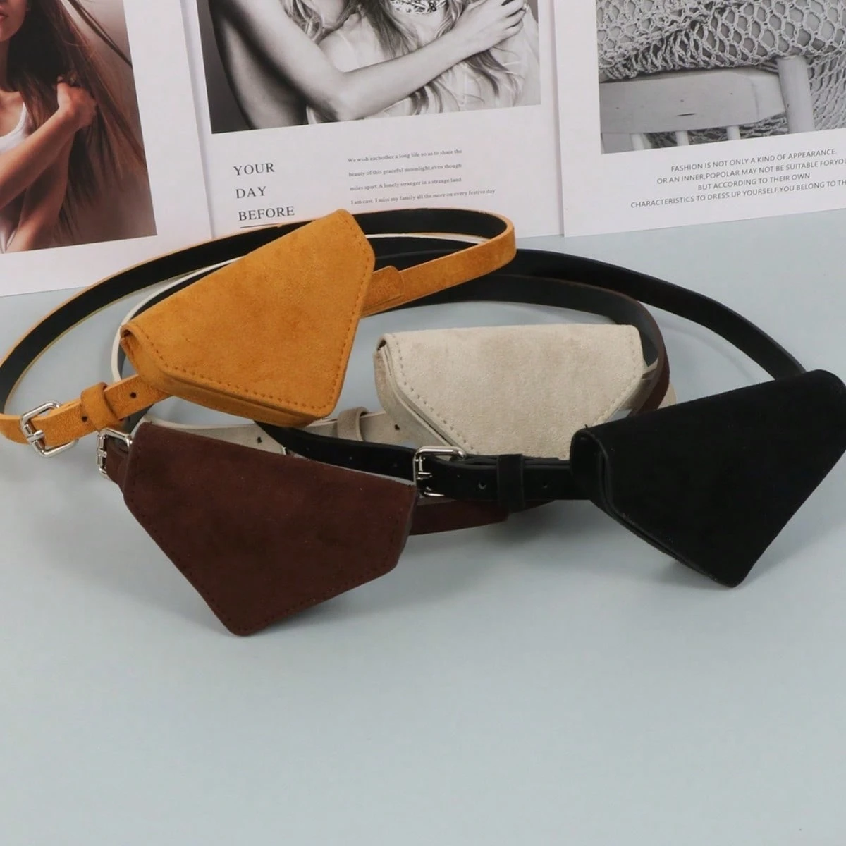 Brown leather women's belt bag