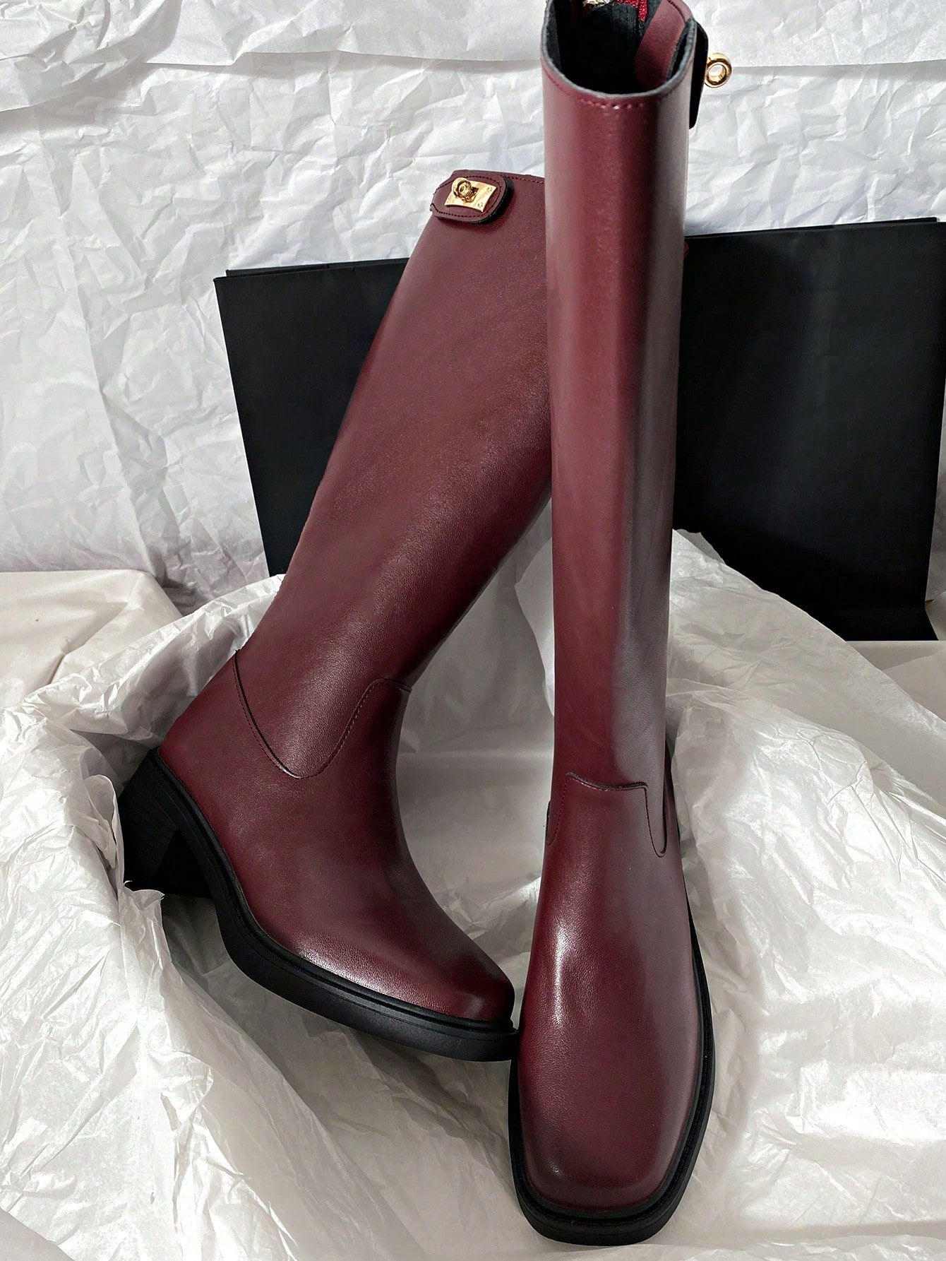 Mid-heel knee-high equestrian style boots