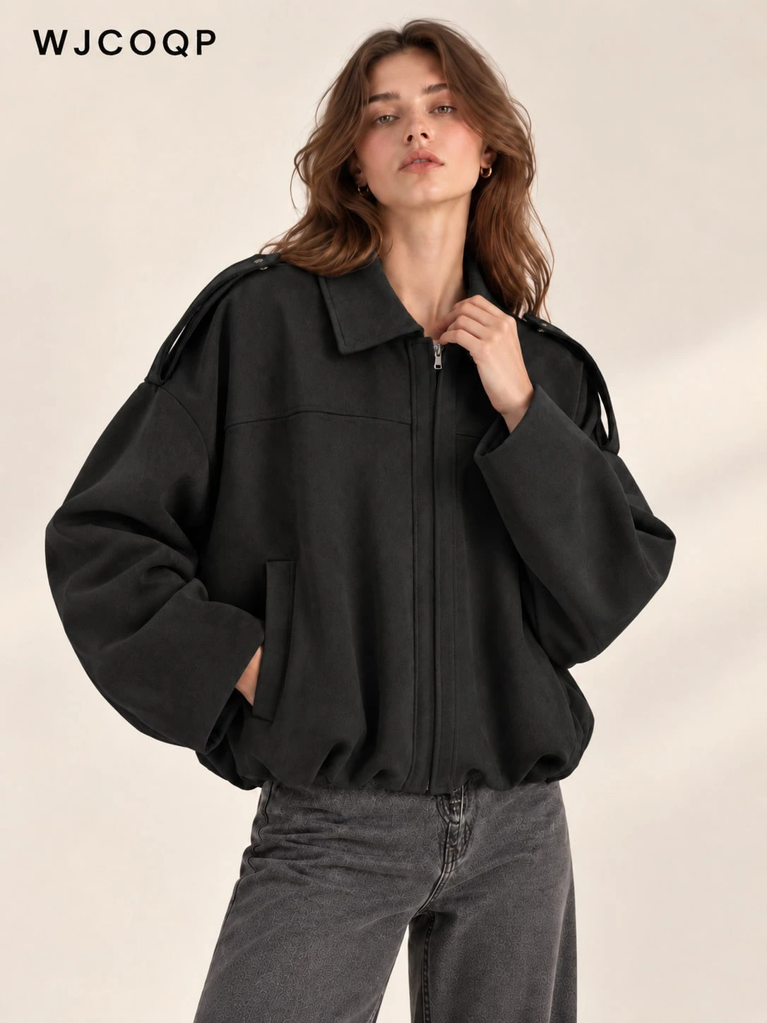 WJCOQP women's oversized bomber jacket