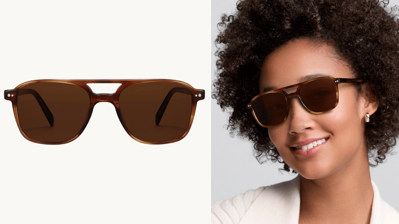 Warby Parker Brimmer sunglasses in Black Walnut, front view