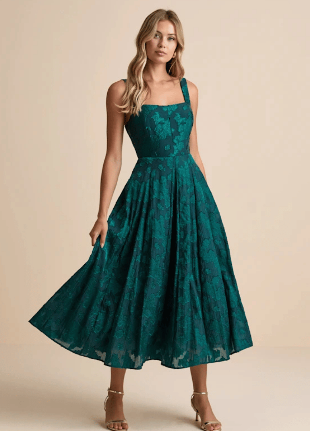 Lulus Loira Emerald Burnout Jacquard Lace-Up Midi Dress