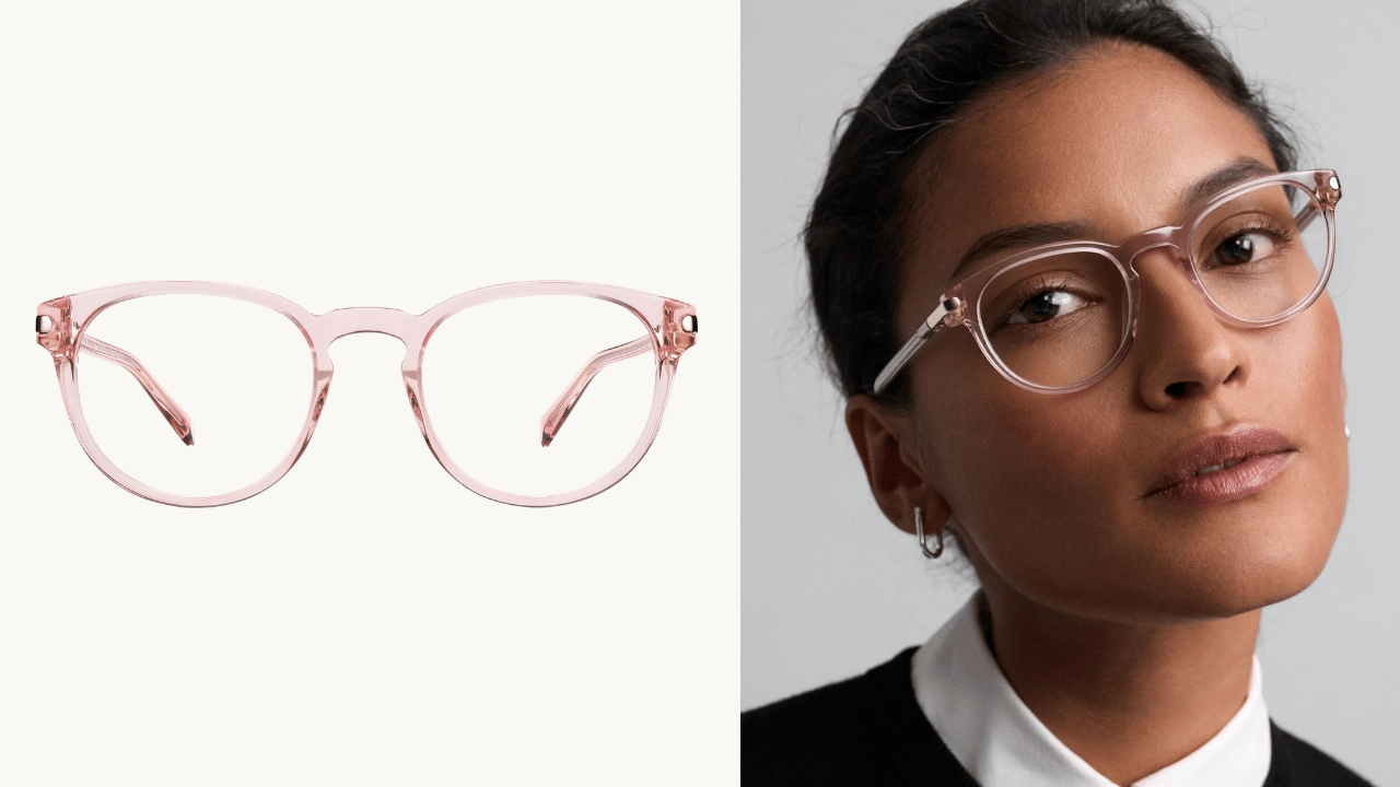 Warby Parker Percey eyeglasses in Rose Crystal with Riesling, front view