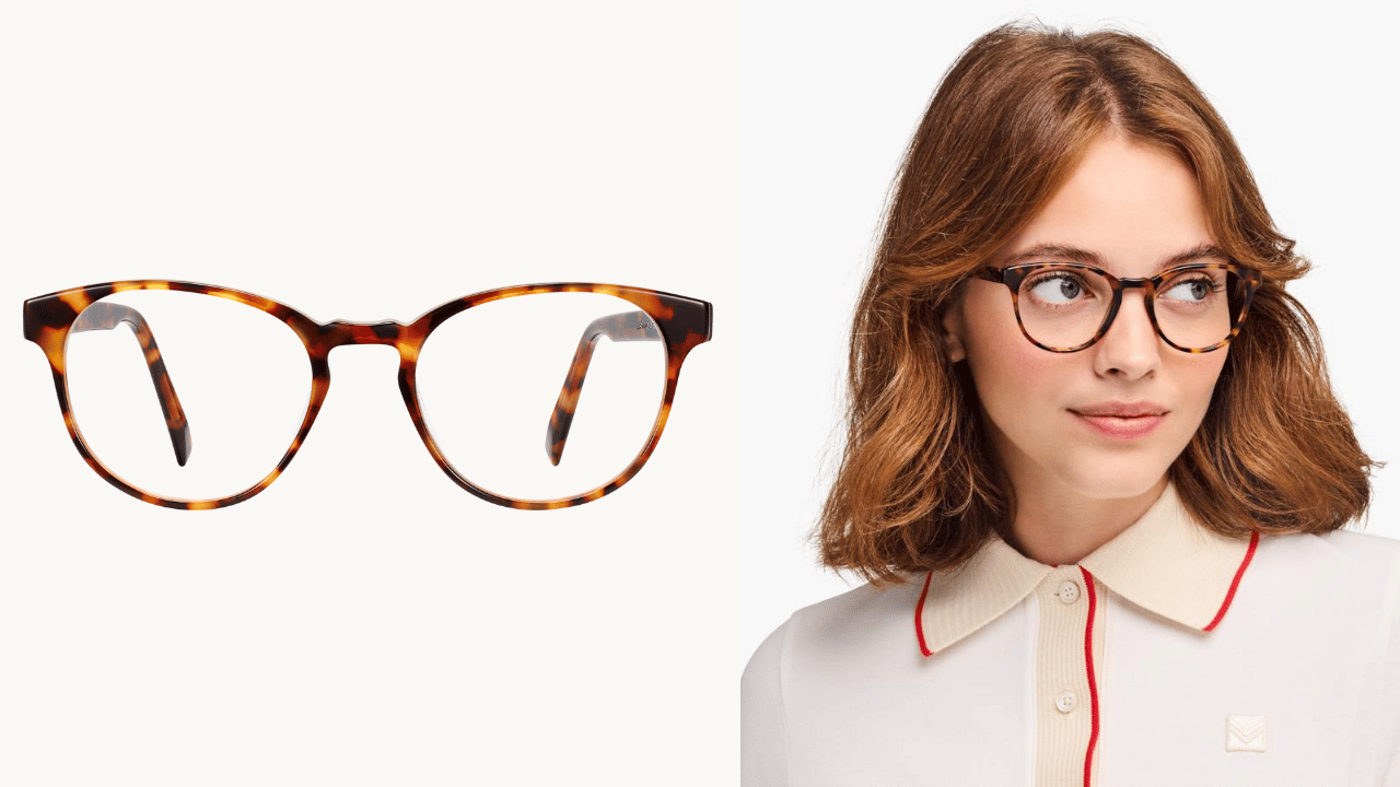 Warby Parker Whalen eyeglasses in Acorn Tortoise, front view