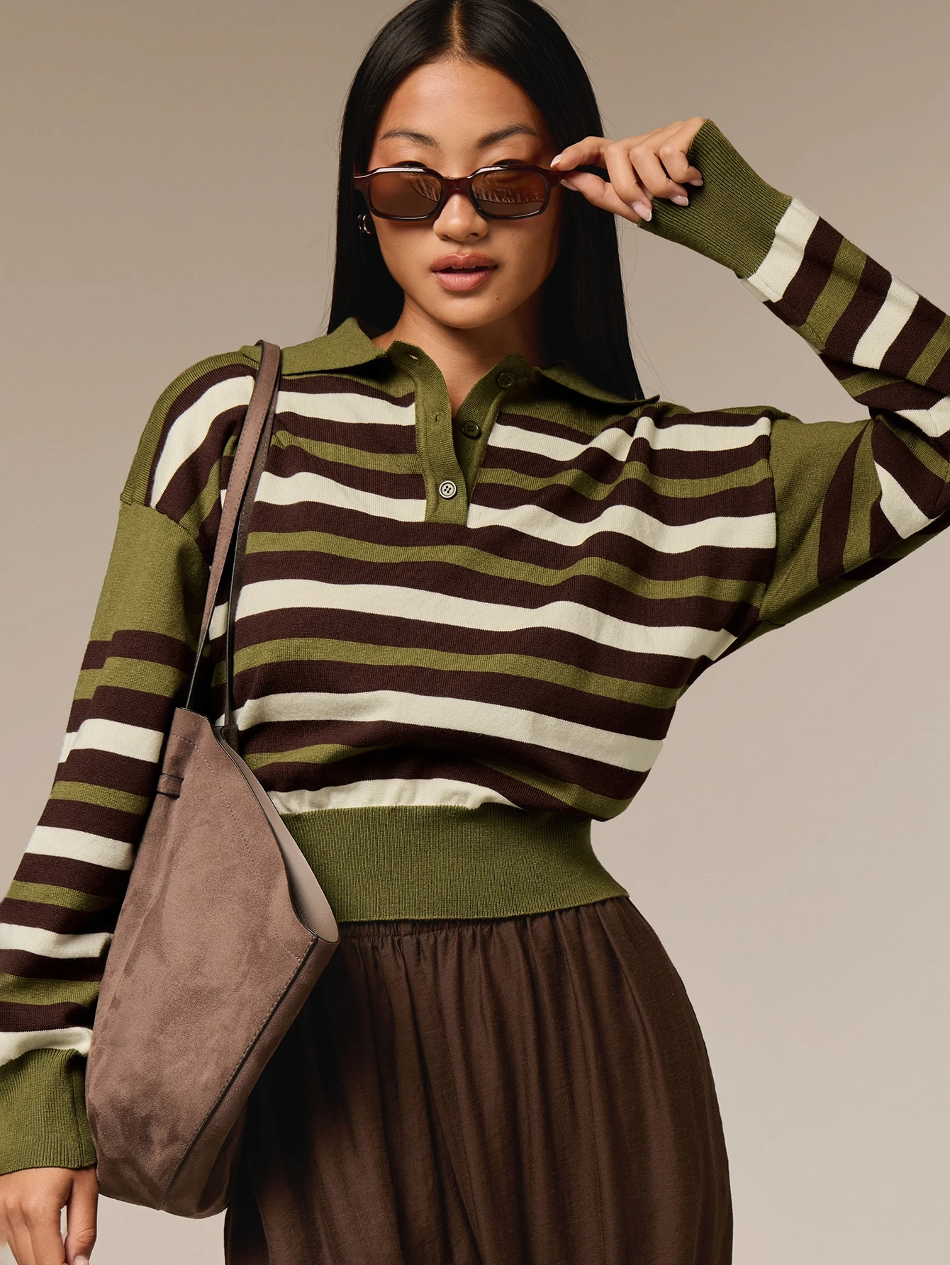 COSMINA colorblock casual daily long-sleeve sweater